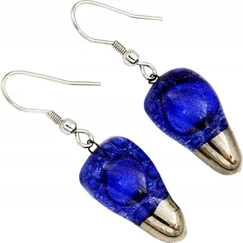 Náušnice Modré náušnice výseč, ruční výroba, zdobené platinou