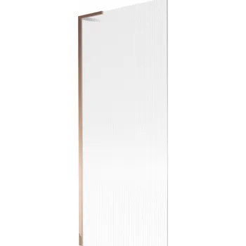 Mexen Next L, 1-křídlová vanová zástěna 80 x 150 cm, 6mm sklo s žebrovým vzorem, růžové zlato profil, 895-080-000-03-09-60