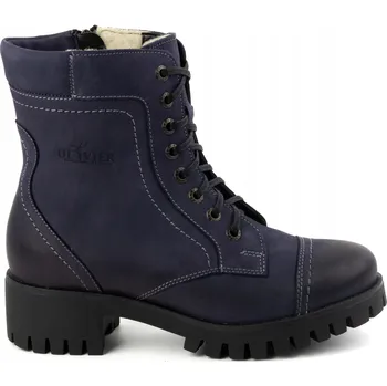 Dámská zimní obuv Kotníkové Boty dámské kožené zateplené zimní boty 272BB tmavě modré velikost 35