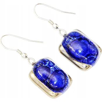 Náušnice Modré náušnice výseč, ruční výroba, zdobené platinou