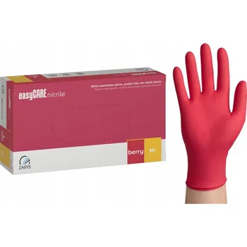 Vyšetřovací rukavice Nitrilové rukavice bez pudru easyCARE berry ZARYS malinové (malinové) vel. M 100 ks