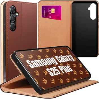 Pouzdro na mobilní telefon Flipové pouzdro Kingglass pro Samsung Galaxy S25+ hnědé