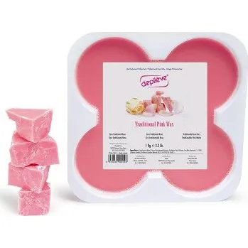 Přípravek na depilaci a epilaci Depiléve Traditional Pink BIO – Tradiční depilační vosk – 1000 g BIO růžový depilační vosk s rychlým schnutím ideální do horkých měsíců