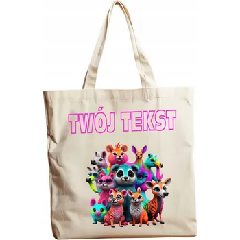 Bavlněná taška jako dárek s barevným zvířátkem a vaším textem