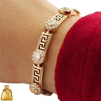 Náramek DÁMSKÝ PEVNÝ NÁRAMEK SE ZIRKONY OCEL, NASTAVITELNÝ, ŘECKÝ