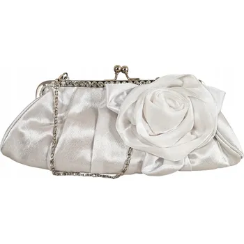 Kabelka MALÁ BÍLÁ KABELKA DO RUKY / KOKTEJLOVÁ / POUZDRO NA KOSMETIKU S RŮŽÍ