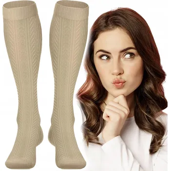 Dámské ponožky Milena béžové ažurové podkolenky 37-41