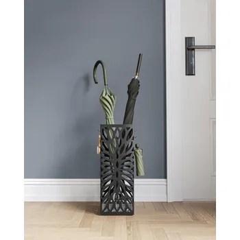 Stojan na deštník SONGMICS Stojan na deštníky čtvercový černý motiv květy