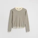 Reserved - Pruhované bavlněné tričko s dlouhým rukávem - zelená - 755GL-87X - 755GL-87X-XL