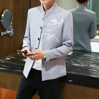 Pánské sako Best Fashion Pánské společenské sako se stojáčkem a štíhlým střihem Velikost: XL, Barva (Varianta): Šedá