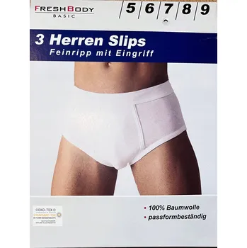 Slipy 3 ks Pánské slipy FreshBody Basic, velikost L (6), 100% bavlna, slipy