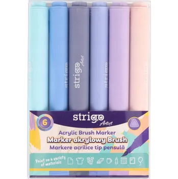 Fixy s hrotem Brush v trojúhelníkovém pouzdře v 6 barvách, sada