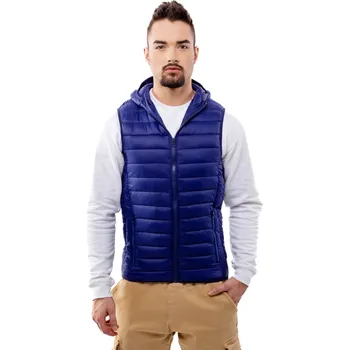 Pánská vesta Pánská prošívaná vesta s kapucí GLANO - tmavě modrá Glano modrá | šedá 2241052