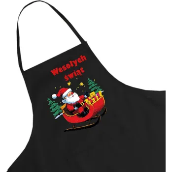 Kuchyňská zástěra Černá kuchyňská zástěra s vánočním motivem - tip na dárek k Mikuláši W14