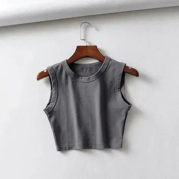 Best Fashion Dámský krátký módní top streetwear styl Velikost: S, Barva (Varianta): Šedá