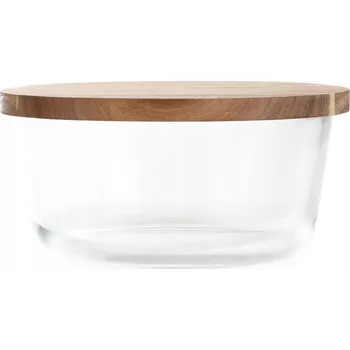 Dóza na potraviny Skleněná dóza MAIRA s dřevěným víčkem S 19x10 cm HOMLA