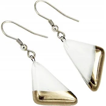 Náušnice Žluté náušnice trojúhelník, ruční výroba, zdobené platinou