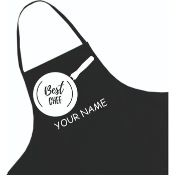 Kuchyňská zástěra Černá kuchyňská zástěra jako Dárek + jméno, vzor 4