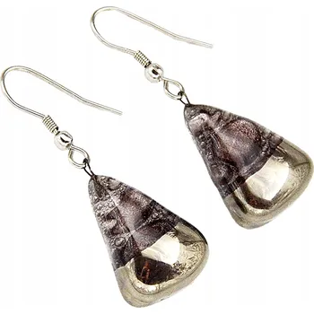 Náušnice Hnědé náušnice výseč, ruční výroba, zdobené platinou