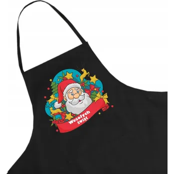 Kuchyňská zástěra Černá kuchyňská zástěra s vánočním motivem – tip na dárek k Mikuláši W16