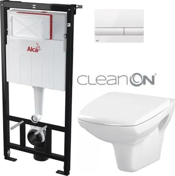 ALCA Předstěnový instalační systém s bílým tlačítkem M1710 + WC CERSANIT CLEANON CARINA + SEDÁTKO AM101/1120 M1710 CA1