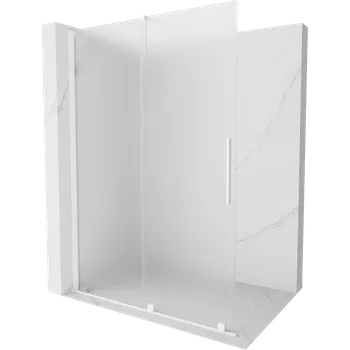 Mexen Velar, sprchová zástěna s posuvnými dveřmi Walk-in 160 x 200 cm, 8mm sklo námraza, bílá matná, 871-160-000-33-20