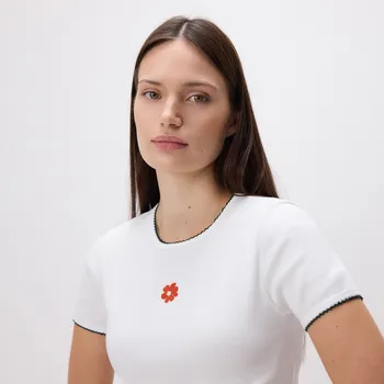 Dámské tričko Reserved - Tričko s&nbsp;vysokým podílem bavlny - bílá - 244IW-00X - 244IW-00X-M