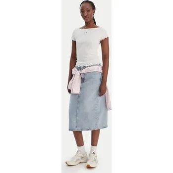 Pánské oblečení Tommy Jeans T-Shirt Lettuce Edge DW0DW22460 Écru Slim Fit XL