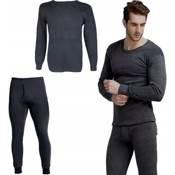 Pánské termo spodky Sada Zateplené bavlněné spodní tričko + Pánské zateplené spodky L/XL