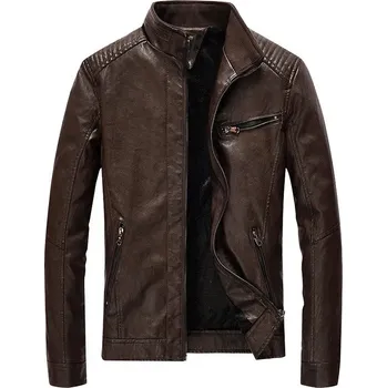 Moto bunda Best Fashion Pánská zateplená koženková bunda Velikost: 4XL, Barva (Varianta): fleece coffee