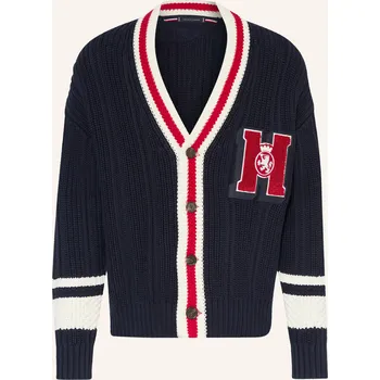 Pánská móda Tommy Hilfiger Pánský Svetr, tmavě modrá / červená / bílá, XL