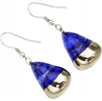 Náušnice Modré náušnice výseč, ruční výroba, zdobené platinou