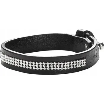 Náramek ČERNÝ KOŽENÝ NÁRAMEK S PUNKOVÝMI KŘIŠŤÁLY