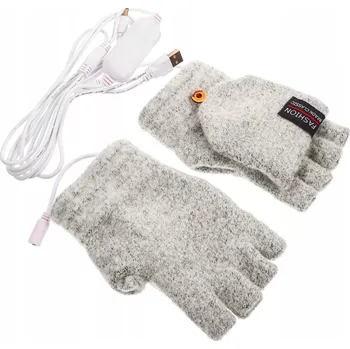Rukavice Dámské vyhřívané rukavice na USB, šedá s návlekem na prsty, vel.UNI