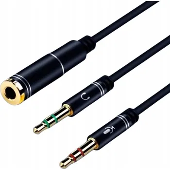Audio kabel Adaptér audio stereo 2x 3,5mm minijack, 4PIN, 0,2m