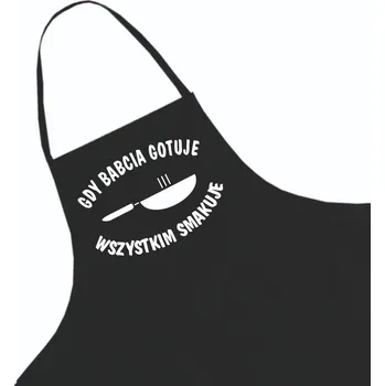 Kuchyňská zástěra Černá kuchyňská zástěra ke Dni babiček + jméno, vzor 11