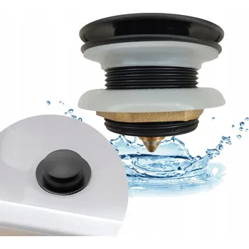 Sifon Černá zátka pro volně stojící vany, uzavírací sifon klik-klak fi 50 mm