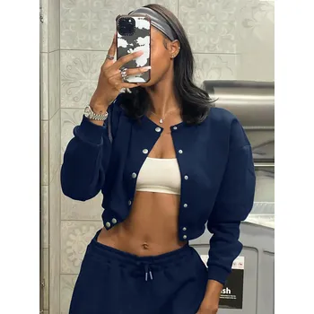 Dámský svetr FIT FASHION Dámský lehký kardigan s knoflíky pro ležérní každodenní styl Velikost: L, Barva (Varianta): Tmavě modrá