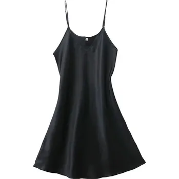 Dámské erotické šaty Best Fashion Saténová noční košilka s jemným výstřihem Velikost: XXL, Barva (Varianta): Černá