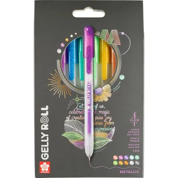 Gelly Roll metallic Click! / Gelová pera metalická Click! - sada 10 barev