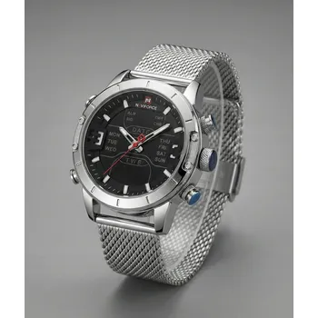 Hodinky PÁNSKÉ HODINKY NAVIFORCE 9153 DIGITÁLNÍ LED OCEL DATUMOVKA PODSVÍCENÍ