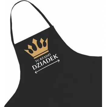 Kuchyňská zástěra Černá kuchyňská zástěra ke Dni dědečka + jméno, vzor 16