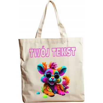 Bavlněná taška jako dárek s barevným zvířátkem a vaším textem