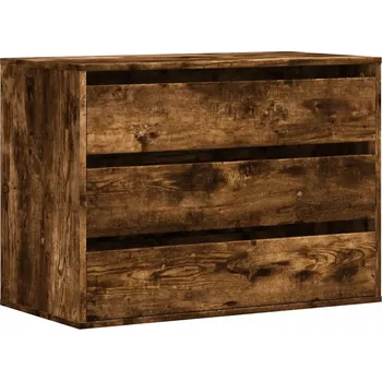 Komoda Komoda se 3 zásuvkami, Materiál: dřevotříska, Barva: kouřový dub, Rozměry: 80x41x58 cm