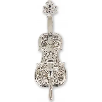 Brož Brož Violoncello s kamínky, stříbrná