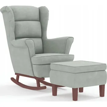 Křeslo Houpací křeslo s podnožkou světle šedé samet 78 x 93 x 97 cm