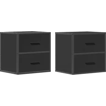 Noční stolek Černý noční stolek k zavěšení 40 x 31 x 39,5 cm, 2 zásuvky