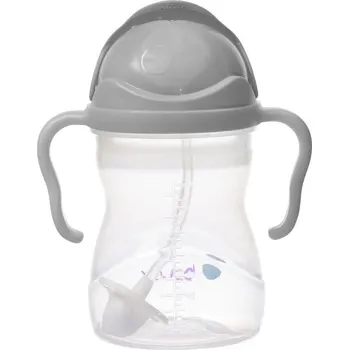 Kojenecká láhev B.box lahev na pití s brčkem pro děti 240 ml 6 m + šedý nekapající nápoj pro výuku pití