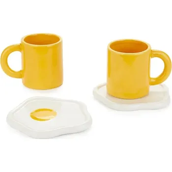 Sada hrnků s podšálky Balvi 7,2 x 10,5 x 9,8 cm 2-pack 28140 žlutá 11X