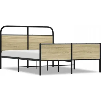 Postel Kovový rám postele s čelem, dub sonoma, 196 x 125 x 100 cm